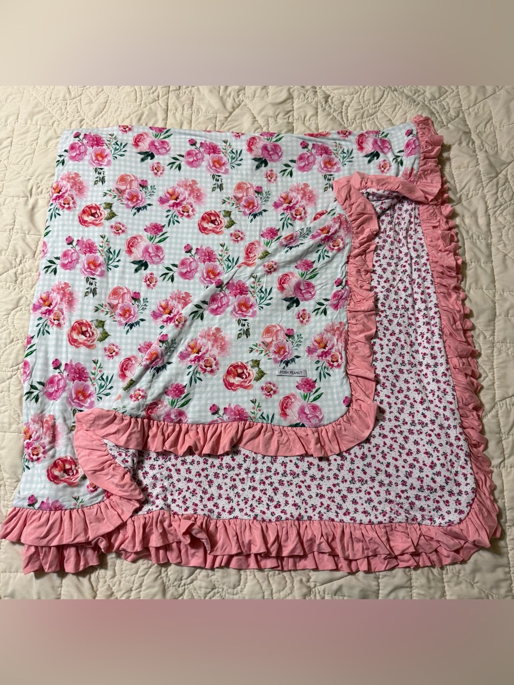 Posh Peanut Bamboo Ruffled Luxe Patoo Blanket 60 x 60 inches